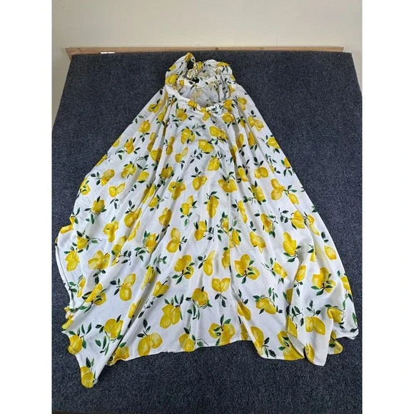 Kate Spade Lemon Halter Open Back Maxi Dress Beach Cover Up XS READ - Picture 7 of 8